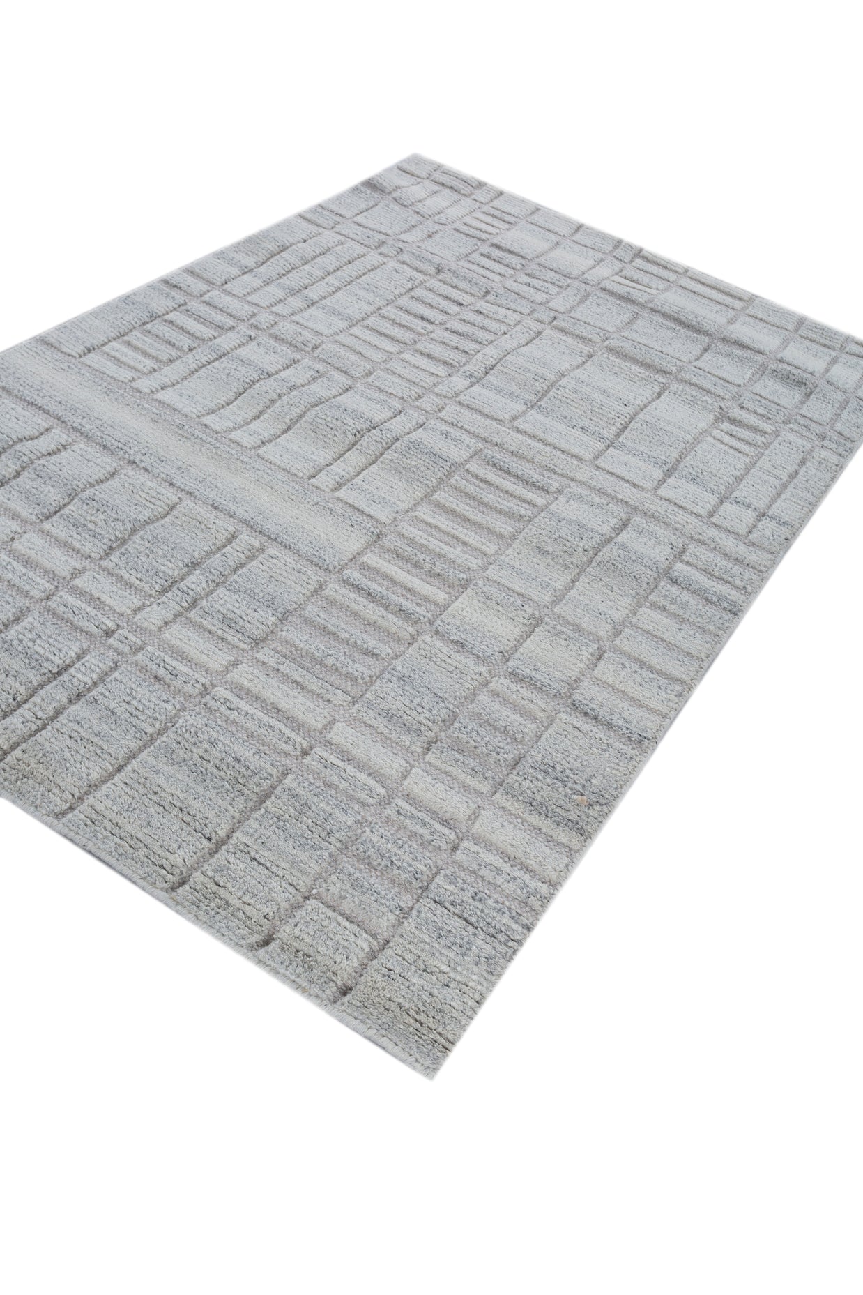 Carpet For Living room 4X6 Feet Grey And Black Wool & Viscose Rectangle Moroccan And Tribal Rug