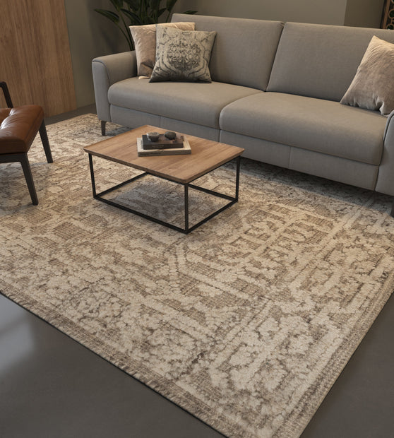 Carpet For Living room 2x3 Feet Grey and Black Wool And Viscose Rectangle Moroccan and Tribal Rug