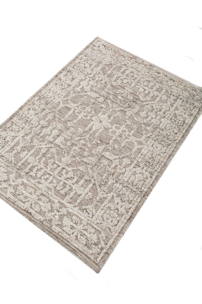 Carpet For Living room 2x3 Feet Grey and Black Wool And Viscose Rectangle Moroccan and Tribal Rug