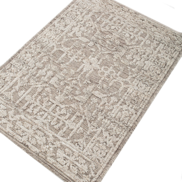 Carpet For Living room 2x3 Feet Grey and Black Wool And Viscose Rectangle Moroccan and Tribal Rug