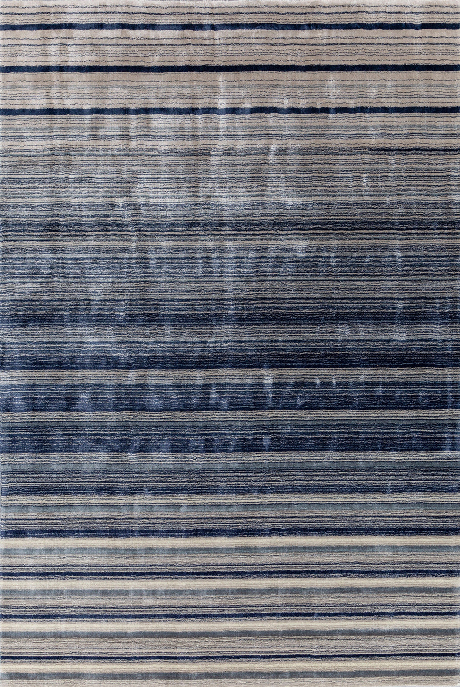 Carpet For Living room 6X9 Feet Blue Wool & Viscose Rectangle Solid Rug - I MEAN DESIGN