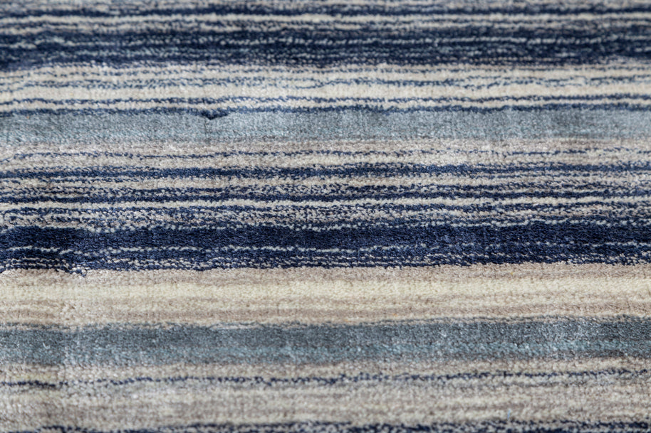 Carpet For Living room 6X9 Feet Blue Wool & Viscose Rectangle Solid Rug - I MEAN DESIGN