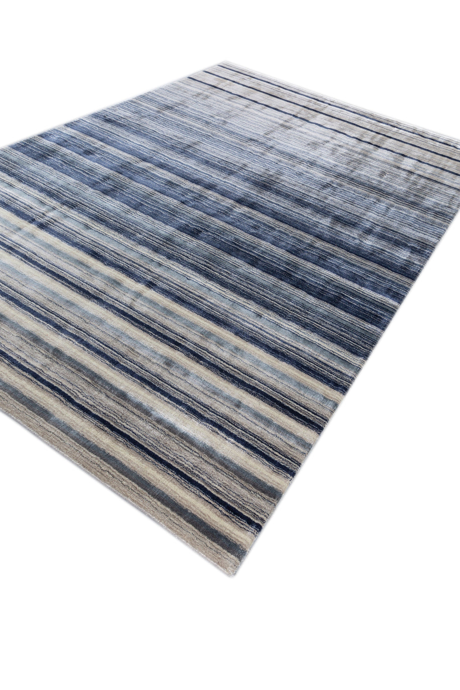 Carpet For Living room 6X9 Feet Blue Wool & Viscose Rectangle Solid Rug - I MEAN DESIGN