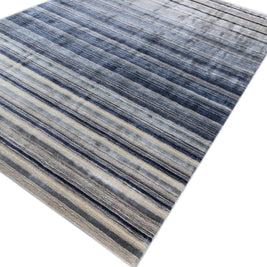 Carpet For Living room 6X9 Feet Blue Wool & Viscose Rectangle Solid Rug