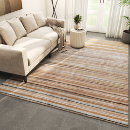 Carpet For Living room 6X9 Feet Beige And Brown Wool & Viscose Rectangle Solid Rug