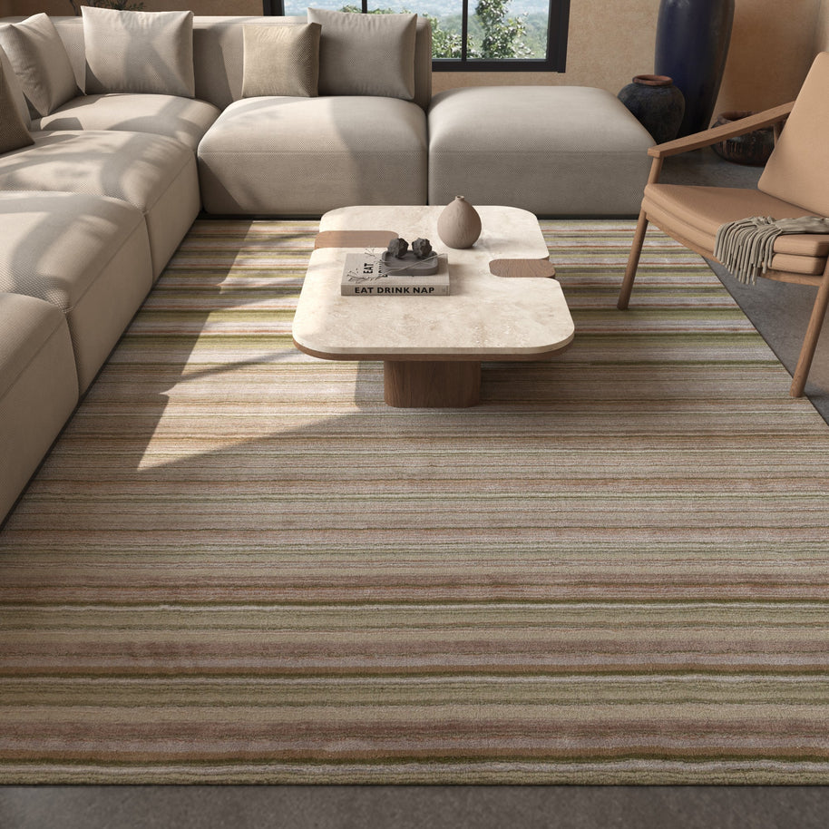Carpet For Living room 6X9 Feet Green Wool & Viscose Rectangle Solid Rug - I MEAN DESIGN