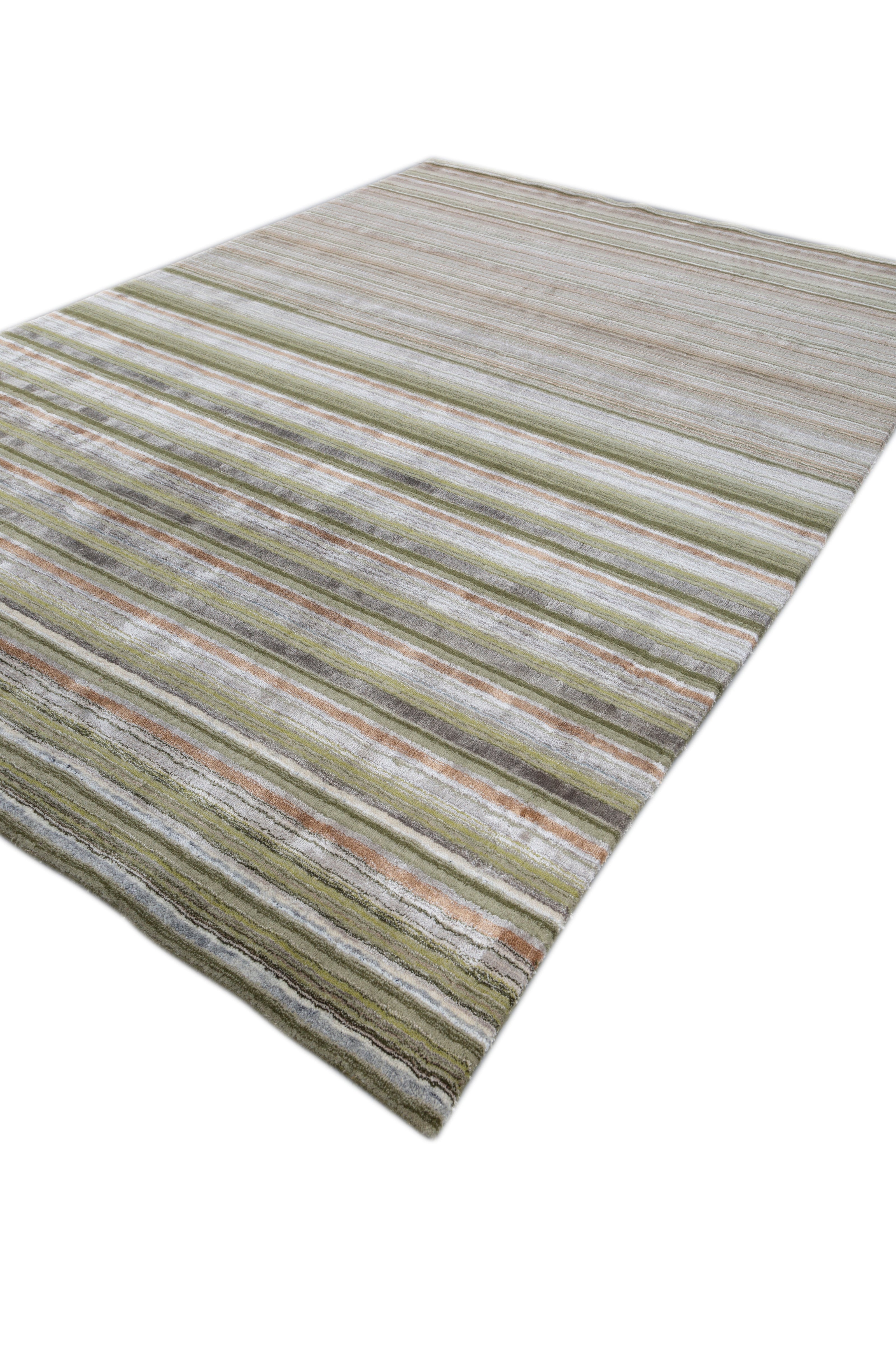 Carpet For Living room 6X9 Feet Green Wool & Viscose Rectangle Solid Rug