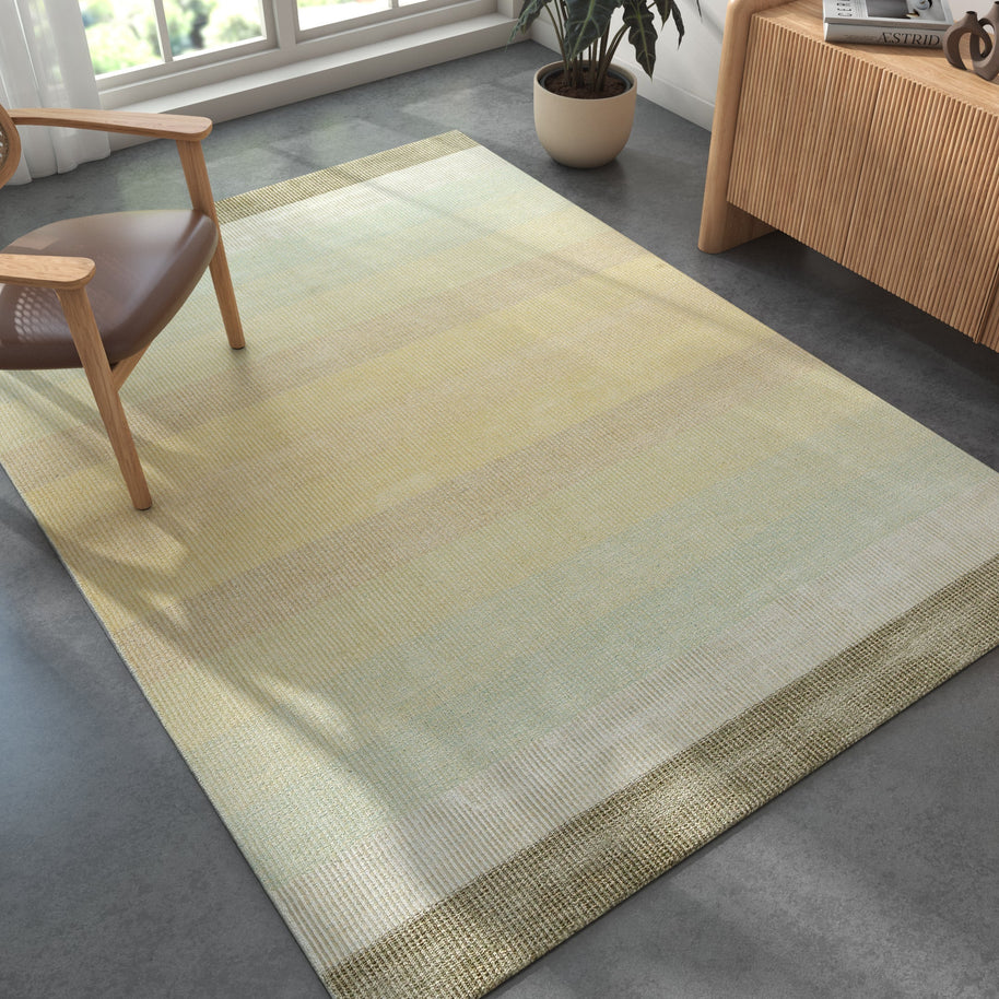 Carpet For Living room 6X9 Feet Green Wool & Viscose Rectangle Solid Rug - I MEAN DESIGN