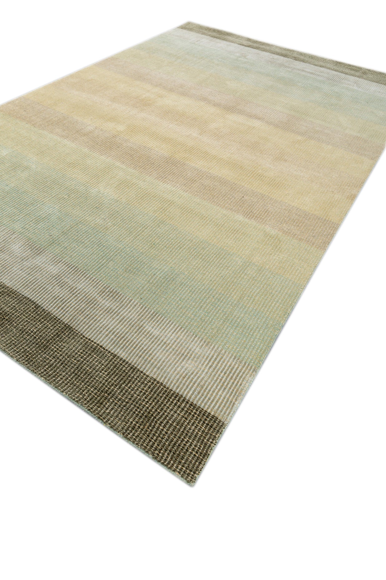 Carpet For Living room 6X9 Feet Green Wool & Viscose Rectangle Solid Rug