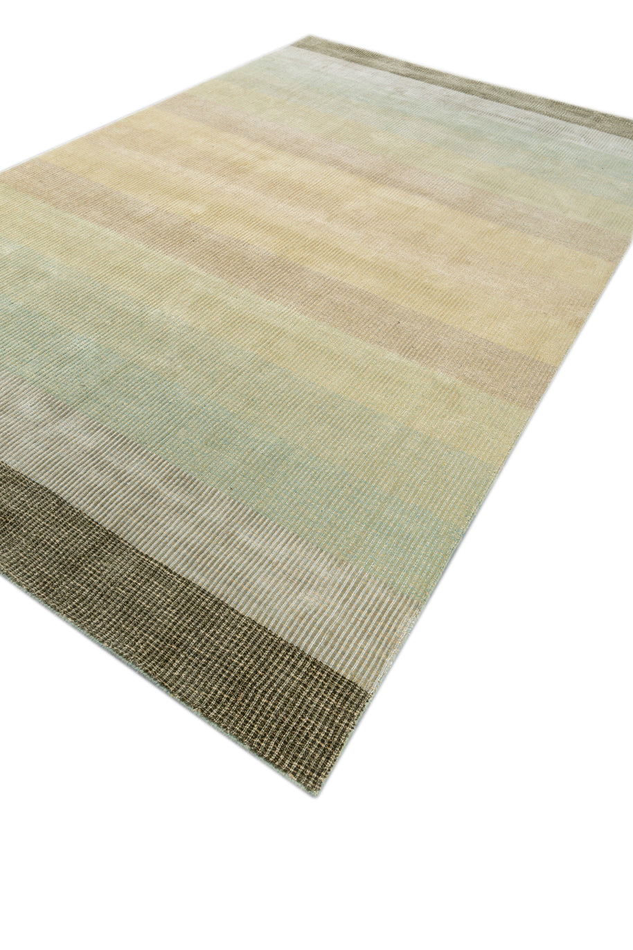 Carpet For Living room 6X9 Feet Green Wool & Viscose Rectangle Solid Rug - I MEAN DESIGN