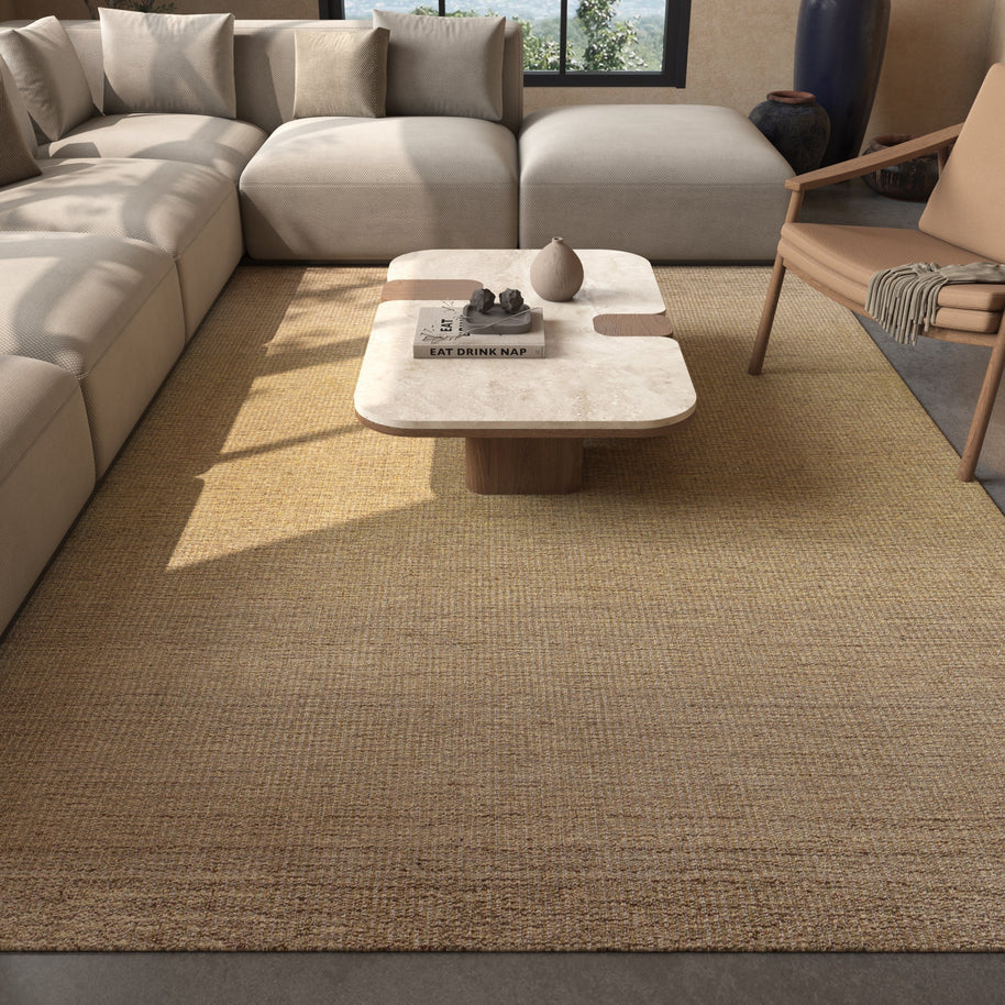 Carpet For Living room 6X9 Feet Gold Wool & Viscose Rectangle Solid Rug - I MEAN DESIGN
