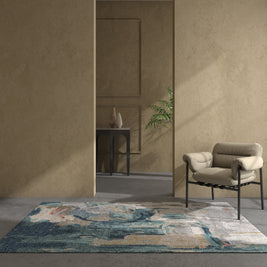 Carpet For Living room 4x6 Feet Ivory Wool and Viscose Rectangle Abstract Rug