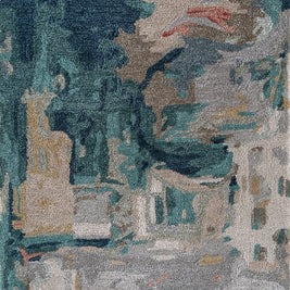 Carpet For Living room 4x6 Feet Ivory Wool and Viscose Rectangle Abstract Rug