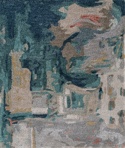 Carpet For Living room 4x6 Feet Ivory Wool and Viscose Rectangle Abstract Rug