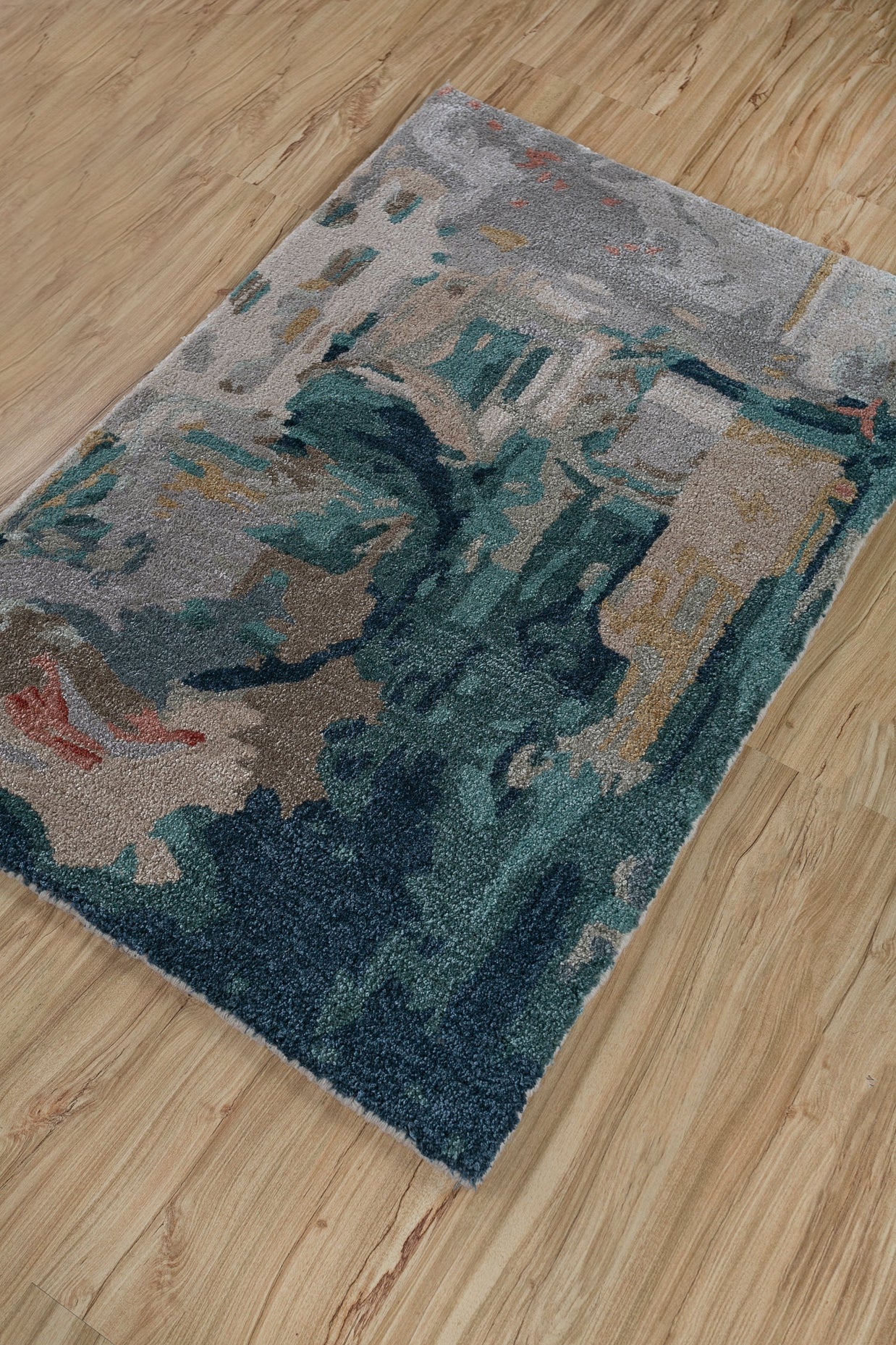 Carpet For Living room 4x6 Feet Ivory Wool and Viscose Rectangle Abstract Rug