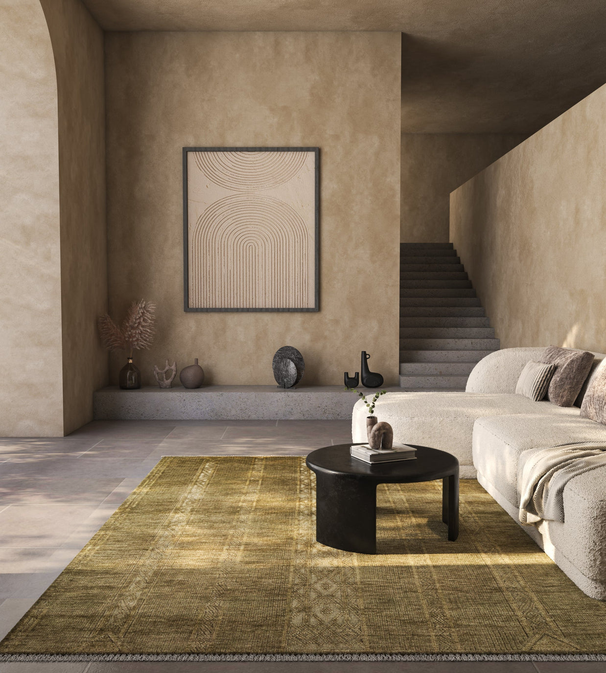 Carpet For Living room 8X10 Feet Green Wool Rectangle Vintage and Distressed Rug