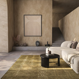 Carpet For Living room 8X10 Feet Green Wool Rectangle Vintage and Distressed Rug