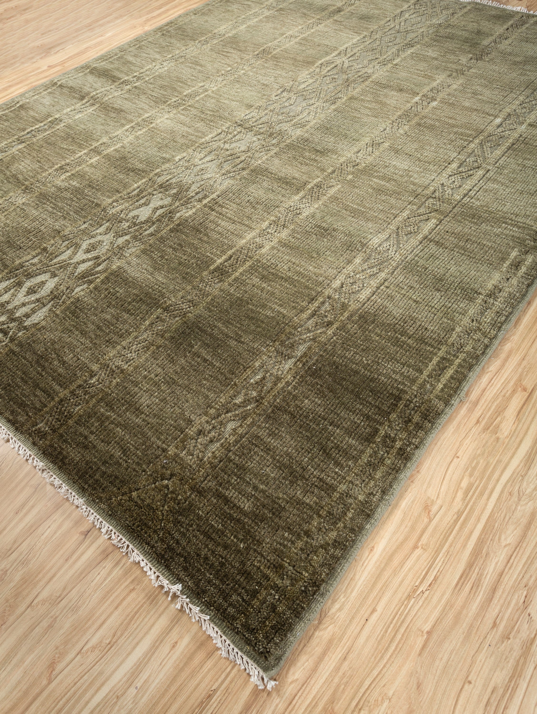 Carpet For Living room 8X10 Feet Green Wool Rectangle Vintage and Distressed Rug