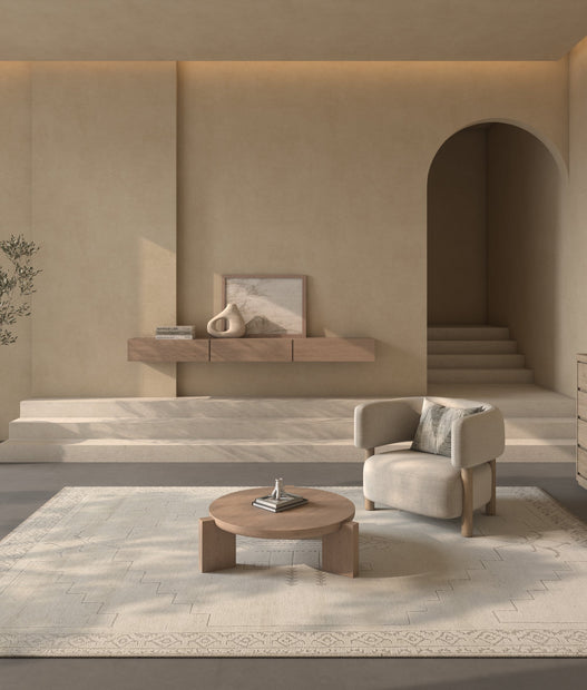 Carpet For Living room 6x9 Feet Ivory Wool and Tencil Rectangle Oriental and Traditional Rug