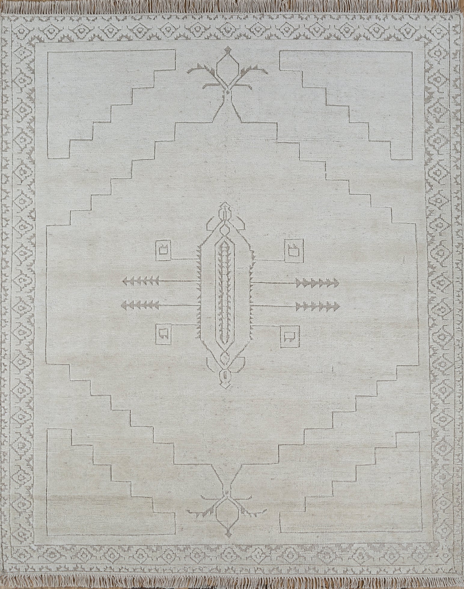 Carpet For Living room 6x9 Feet Ivory Wool and Tencil Rectangle Oriental and Traditional Rug