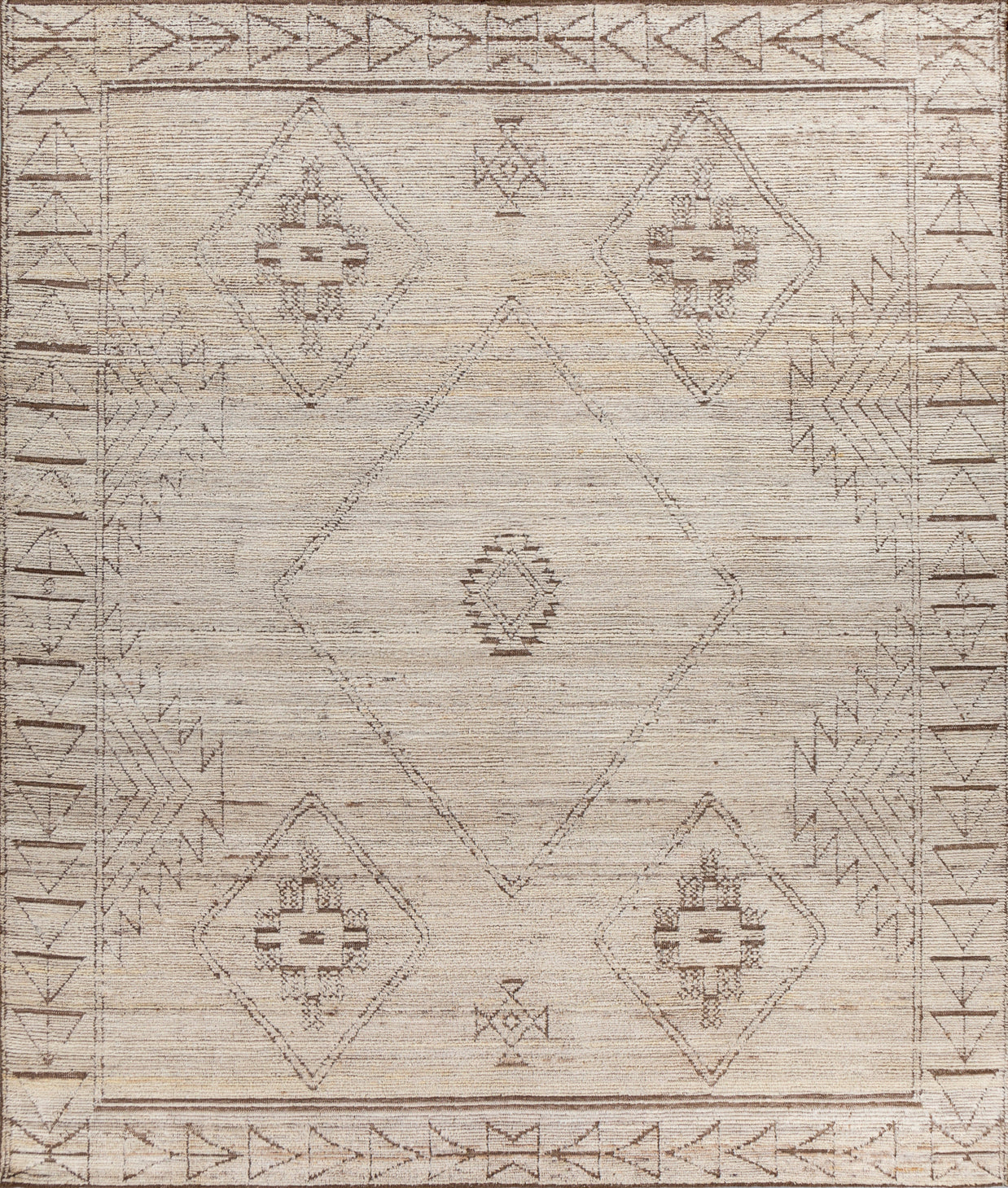 Carpet For Living room 6x9 Feet Ivory Wool Rectangle Moroccan and Tribal Rug