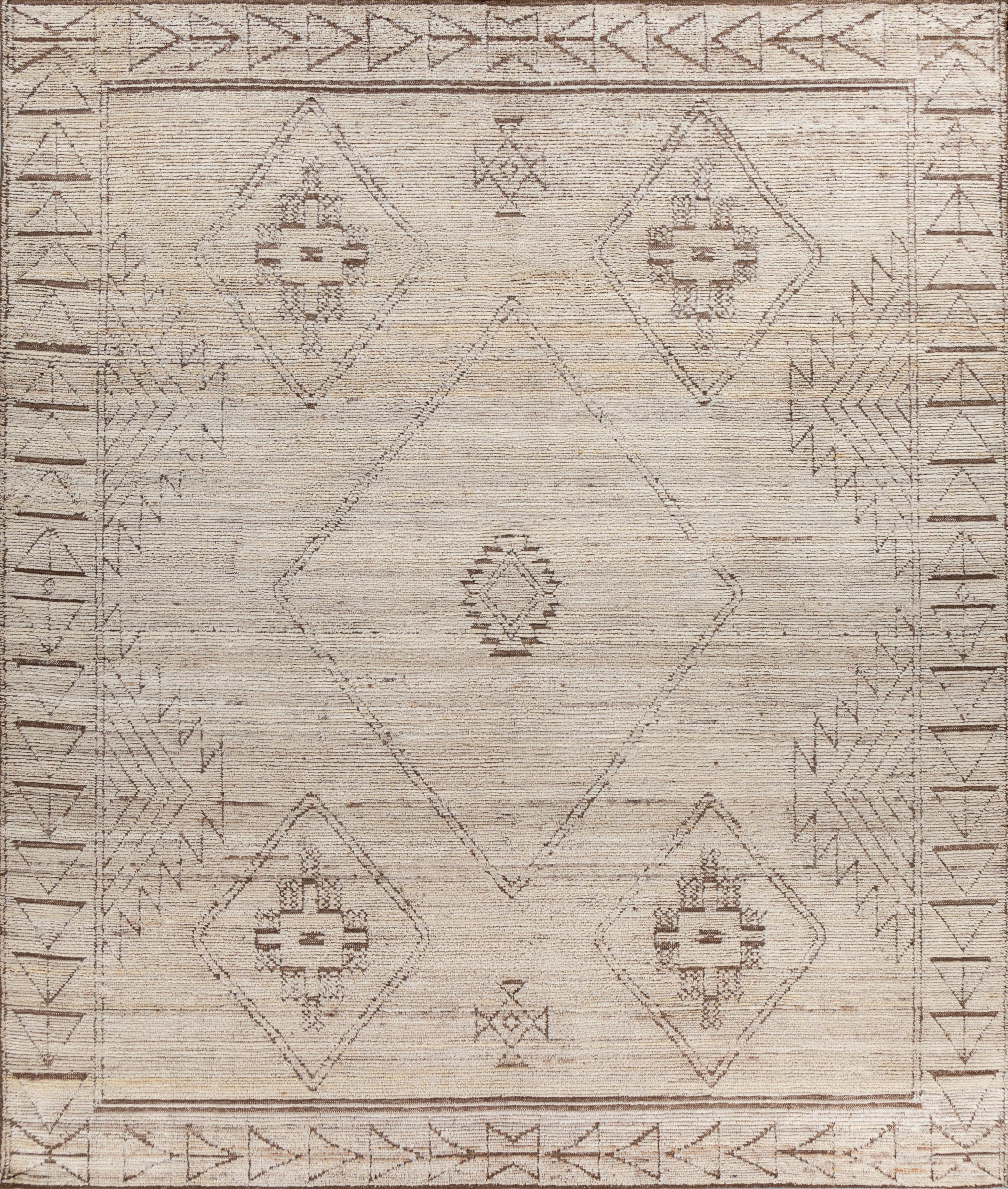 Carpet For Living room 6x9 Feet Ivory Wool Rectangle Moroccan and Tribal Rug