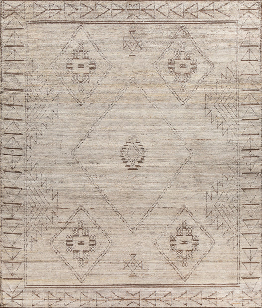 Carpet For Living room 6x9 Feet Ivory Wool Rectangle Moroccan and Tribal Rug