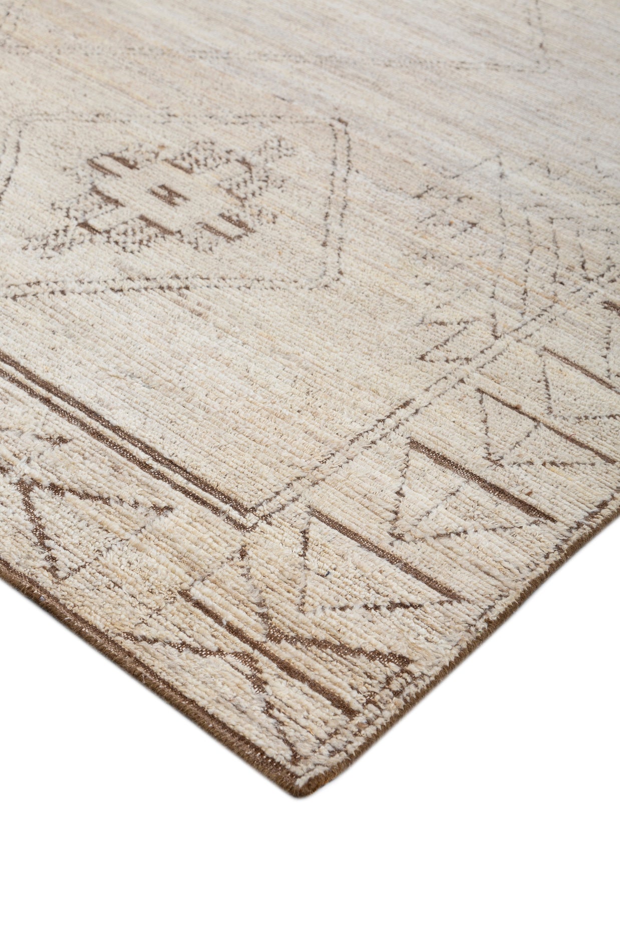 Carpet For Living room 6x9 Feet Ivory Wool Rectangle Moroccan and Tribal Rug