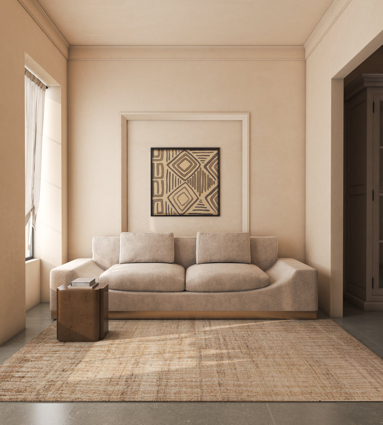 Carpet For Living room 8x10 Feet Beige and Brown Wool Rectangle Moroccan and Tribal Rug