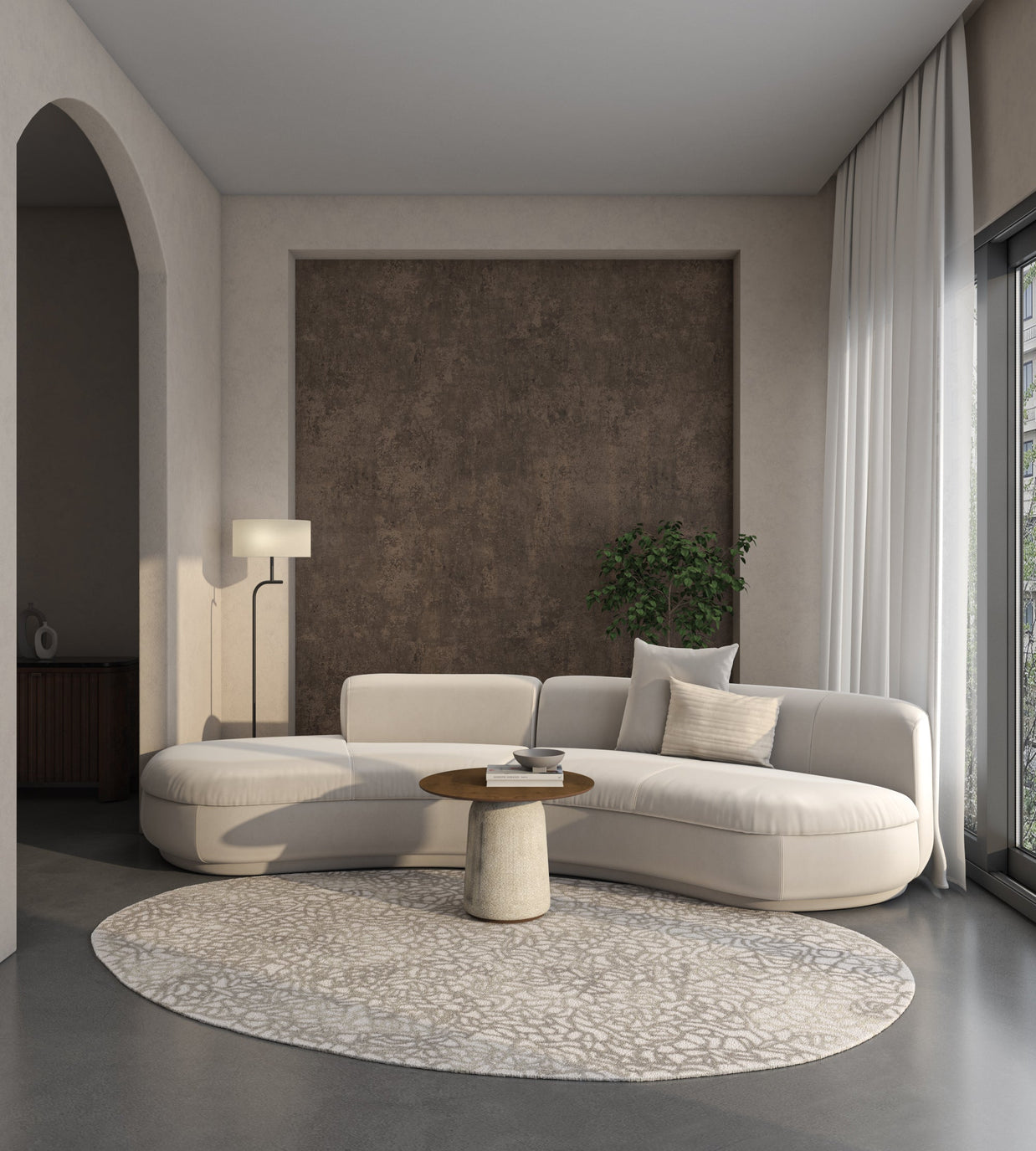 Carpet For Living room 4x6 Feet Ivory Wool Irregular Abstract Rug