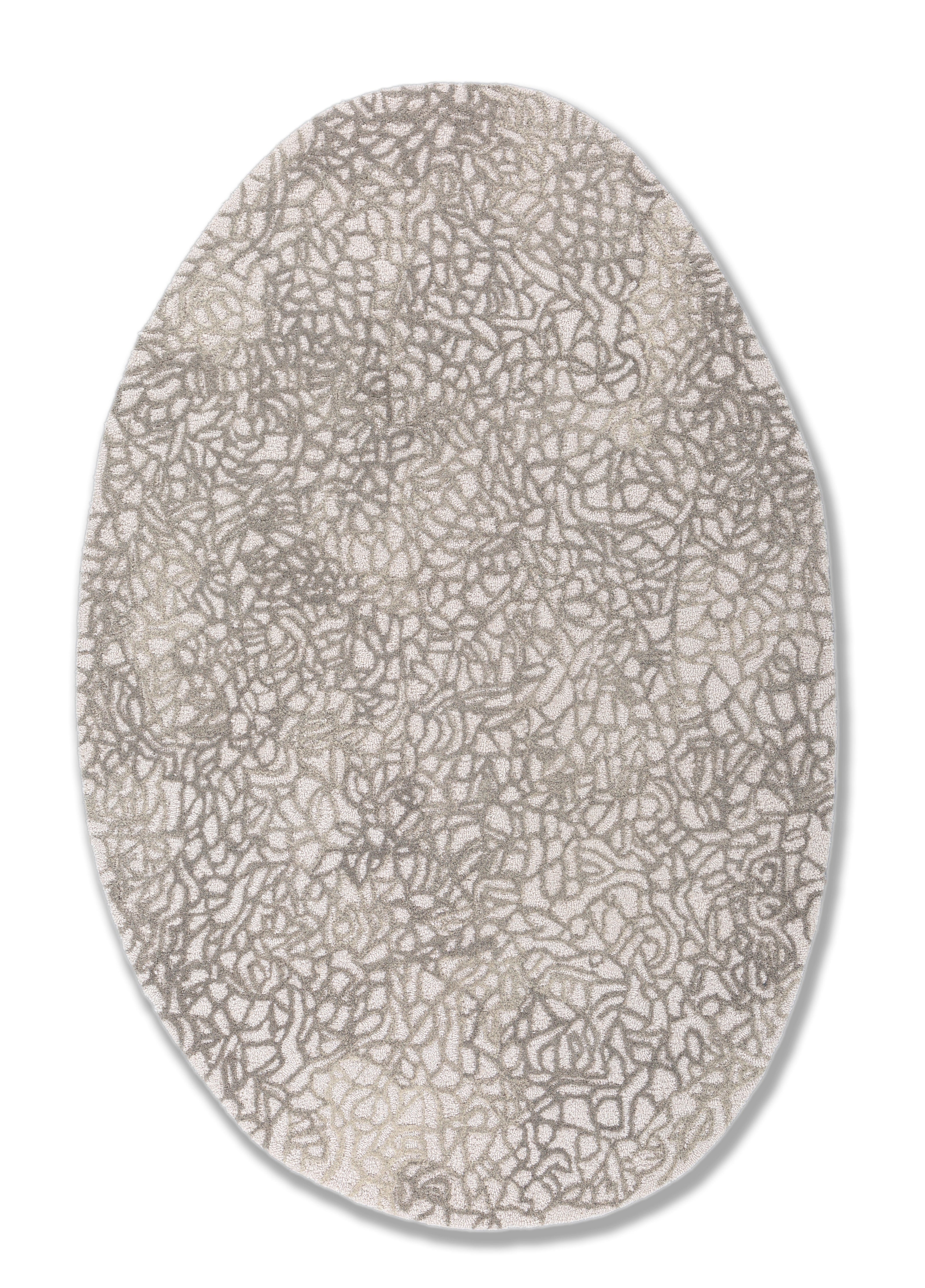 Carpet For Living room 4x6 Feet Ivory Wool Irregular Abstract Rug