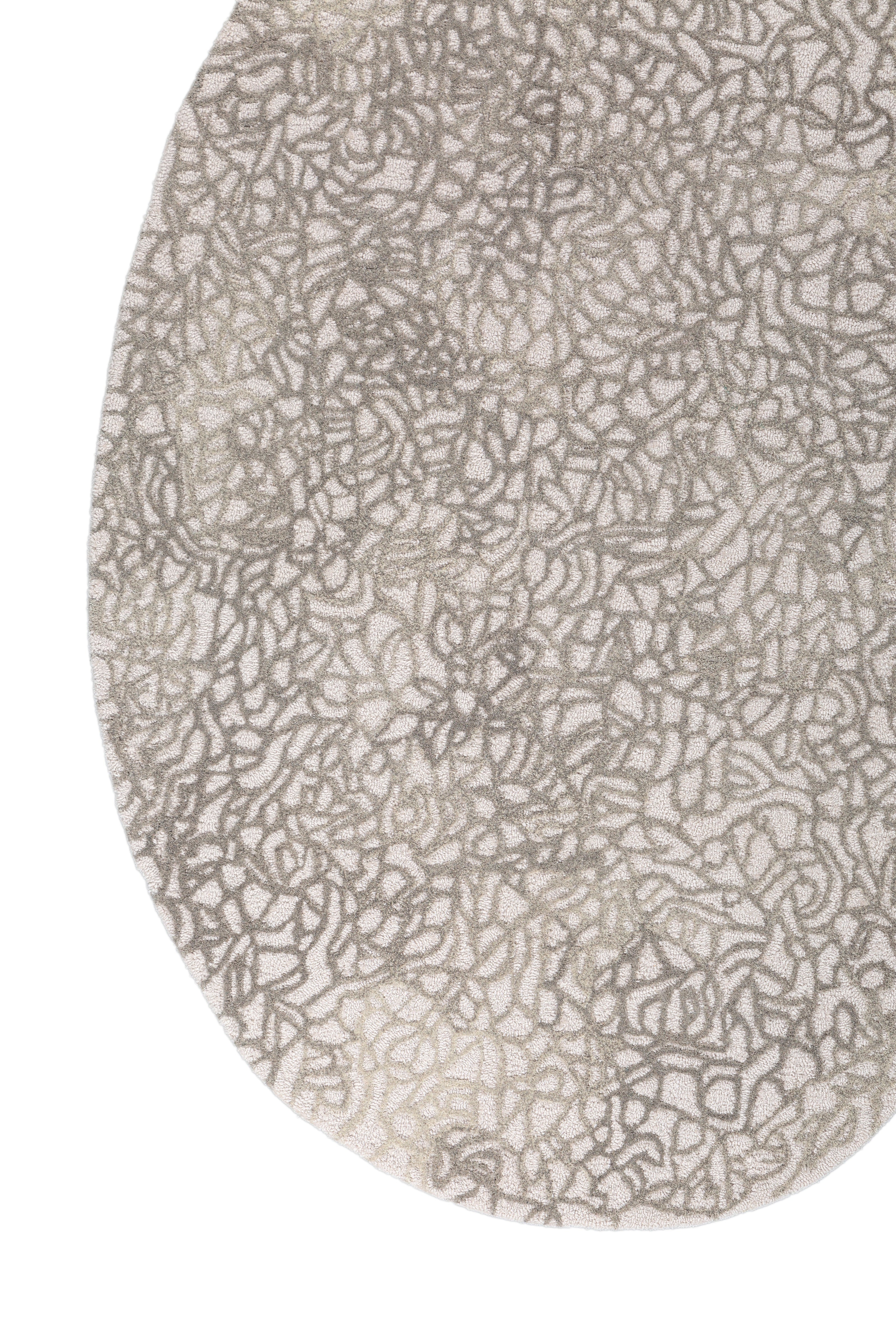 Carpet For Living room 4x6 Feet Ivory Wool Irregular Abstract Rug