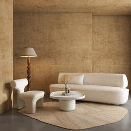 Carpet For Living room 4x3'1 Feet Beige and Brown Wool Irregular Abstract Rug