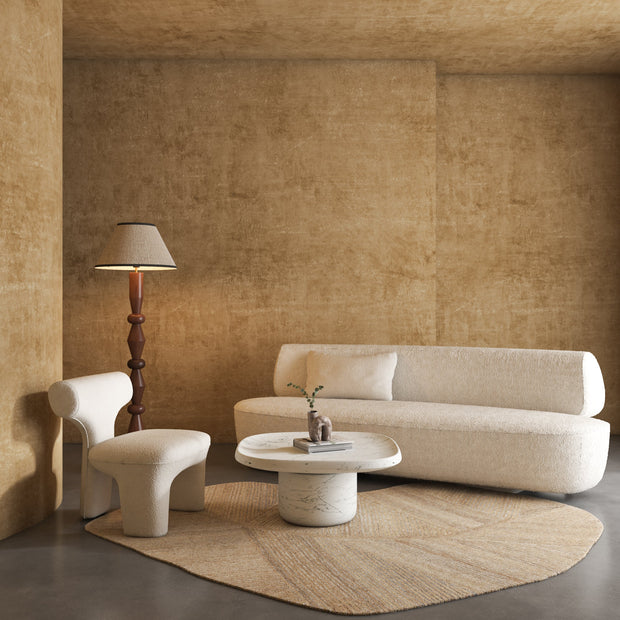 Carpet For Living room 4x3'1 Feet Beige and Brown Wool Irregular Abstract Rug