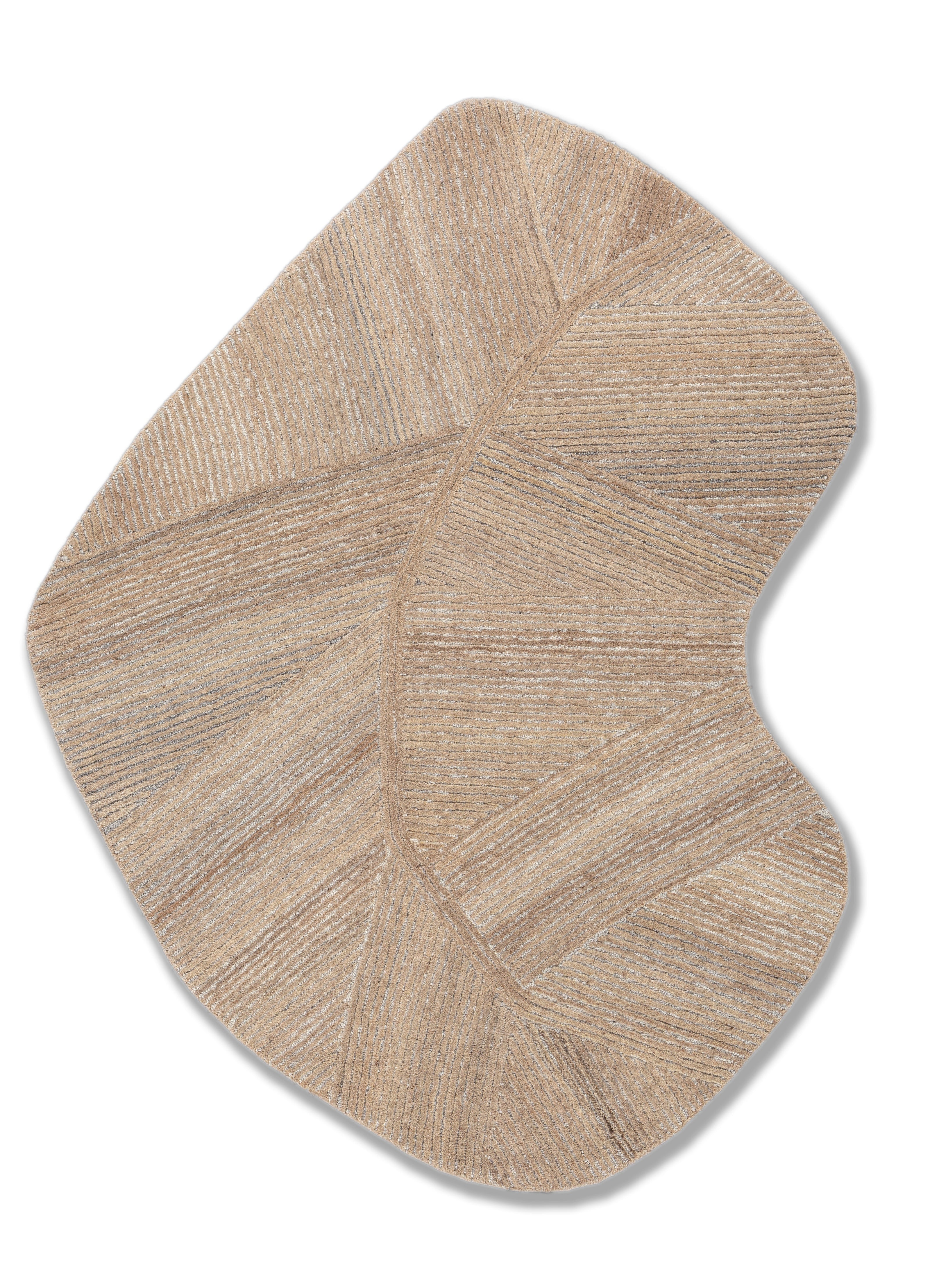 Carpet For Living room 4x3'1 Feet Beige and Brown Wool Irregular Abstract Rug