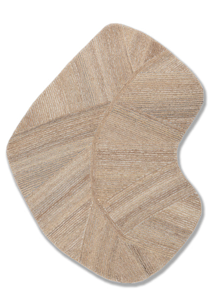 Carpet For Living room 4x3'1 Feet Beige and Brown Wool Irregular Abstract Rug