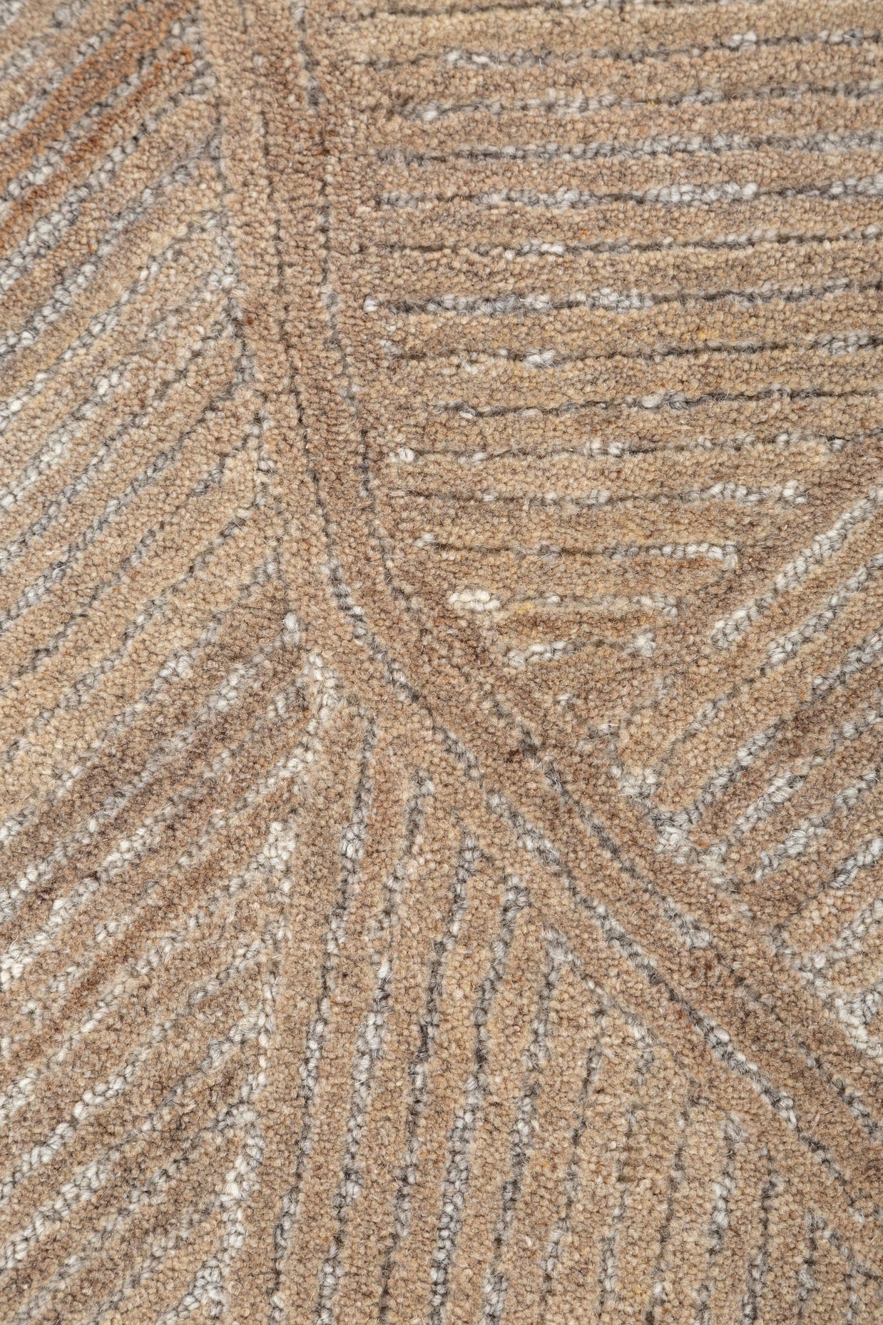 Carpet For Living room 4x3'1 Feet Beige and Brown Wool Irregular Abstract Rug