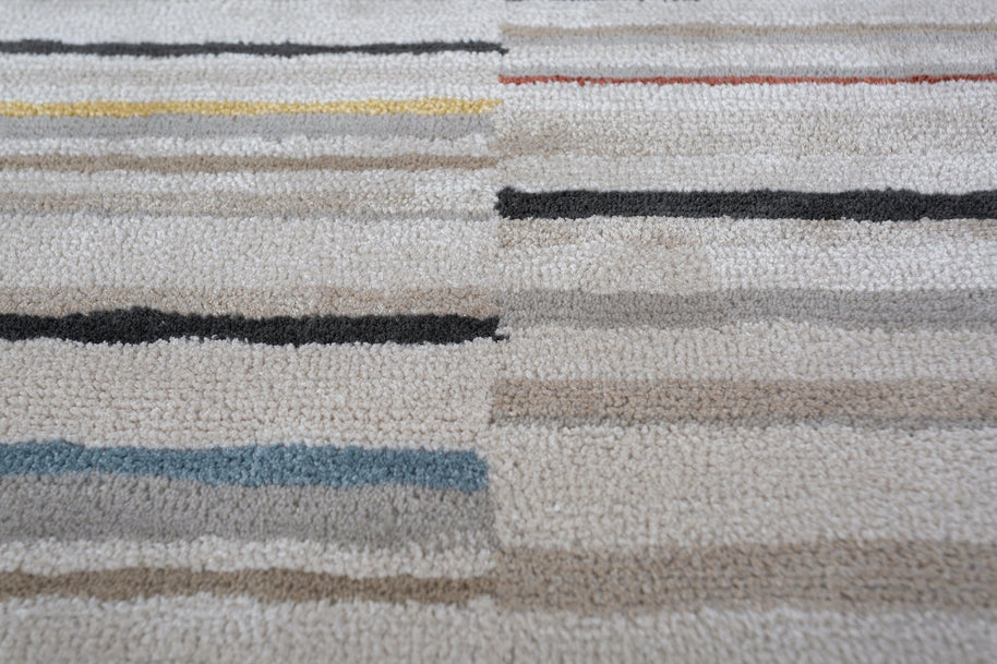 Carpet For Living room 6X9 Feet Ivory Wool & Viscose Rectangle Abstract Rug