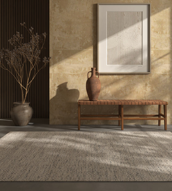 Carpet For Living room 6x9 Feet Beige and Brown Wool and Polyester Rectangle Geometric and Stripes Rug