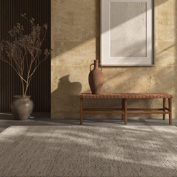 Carpet For Living room 6x9 Feet Beige and Brown Wool and Polyester Rectangle Geometric and Stripes Rug