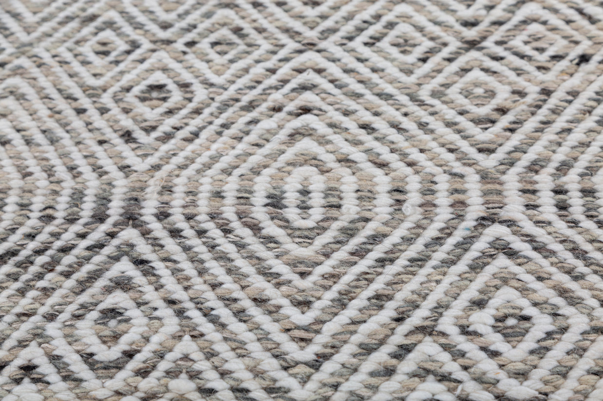 Carpet For Living room 6x9 Feet Beige and Brown Wool and Polyester Rectangle Geometric and Stripes Rug