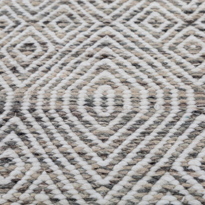 Carpet For Living room 6x9 Feet Beige and Brown Wool and Polyester Rectangle Geometric and Stripes Rug