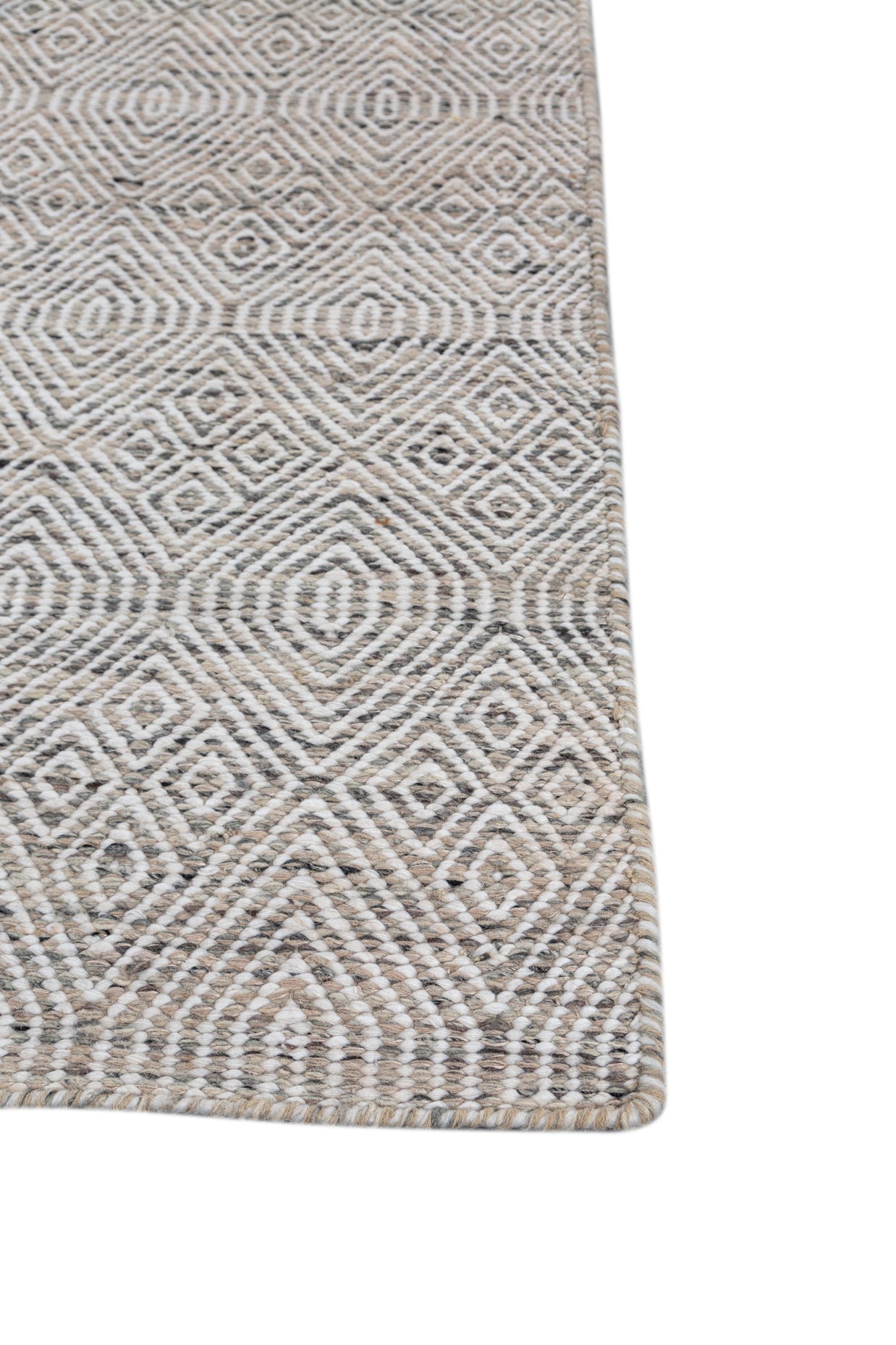 Carpet For Living room 6x9 Feet Beige and Brown Wool and Polyester Rectangle Geometric and Stripes Rug