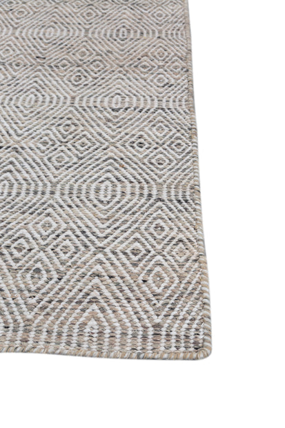 Carpet For Living room 6x9 Feet Beige and Brown Wool and Polyester Rectangle Geometric and Stripes Rug