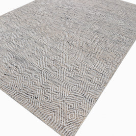 Carpet For Living room 6x9 Feet Beige and Brown Wool and Polyester Rectangle Geometric and Stripes Rug