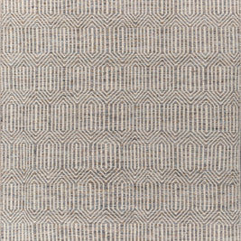 Carpet For Living room 6x9 Feet Grey and Black Wool and Viscose Rectangle Geometric and Stripes Rug