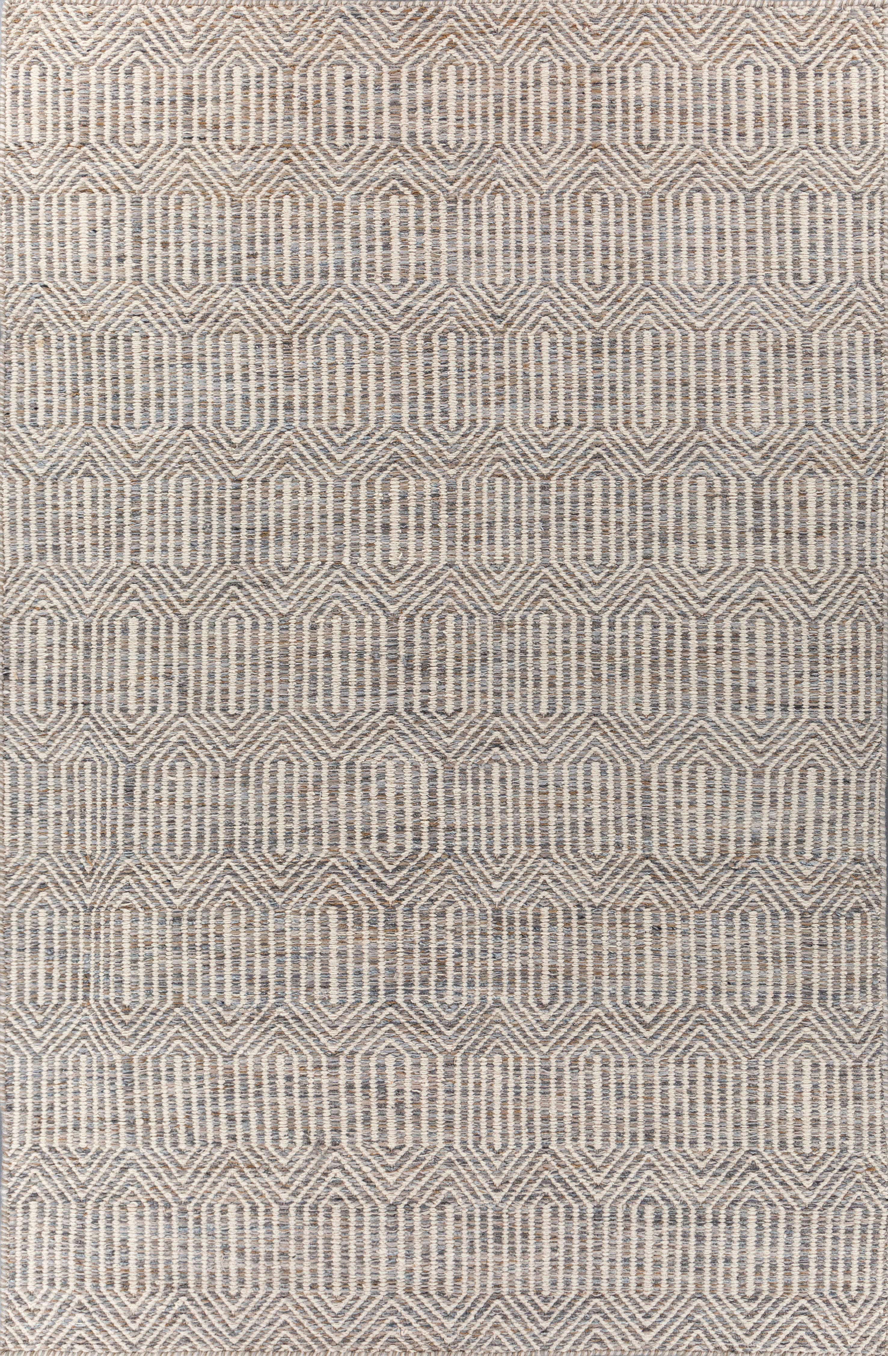 Carpet For Living room 6x9 Feet Grey and Black Wool and Viscose Rectangle Geometric and Stripes Rug