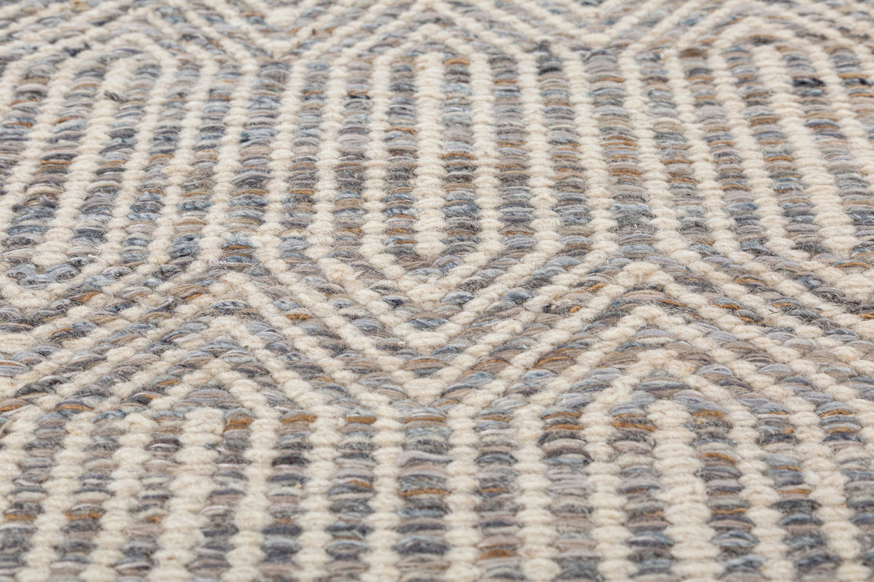 Carpet For Living room 6x9 Feet Grey and Black Wool and Viscose Rectangle Geometric and Stripes Rug