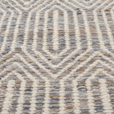 Carpet For Living room 6x9 Feet Grey and Black Wool and Viscose Rectangle Geometric and Stripes Rug