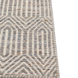 Carpet For Living room 6x9 Feet Grey and Black Wool and Viscose Rectangle Geometric and Stripes Rug